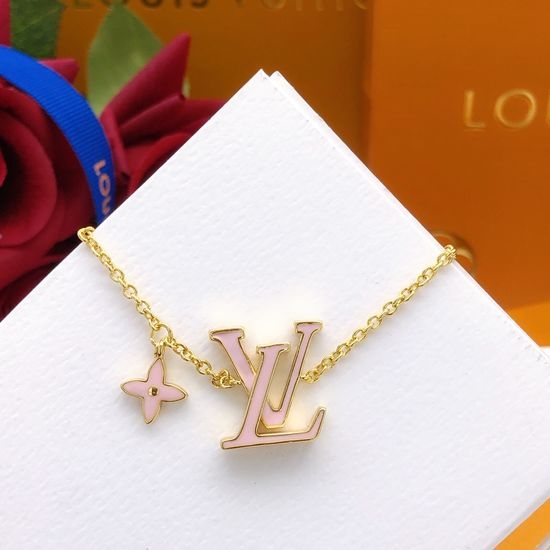 Louis Vuitton LV Pink Enamel Finish Chain Bracelet