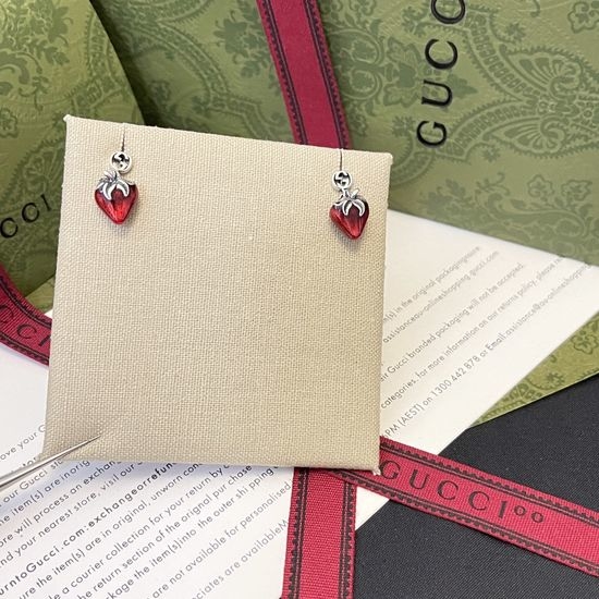 Gucci Strawberry Pattern Stud Earrings
