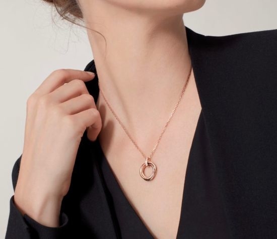 Cartier Elegant Triple Ring Symmetry Design Necklace