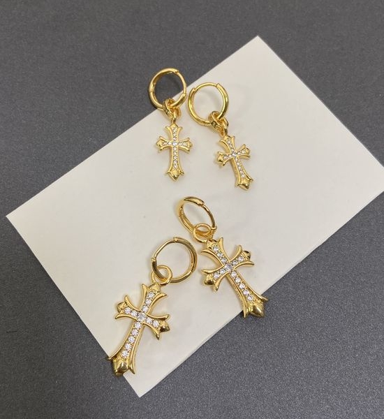 Chrome Hearts Punk Cross Design Stud Earrings