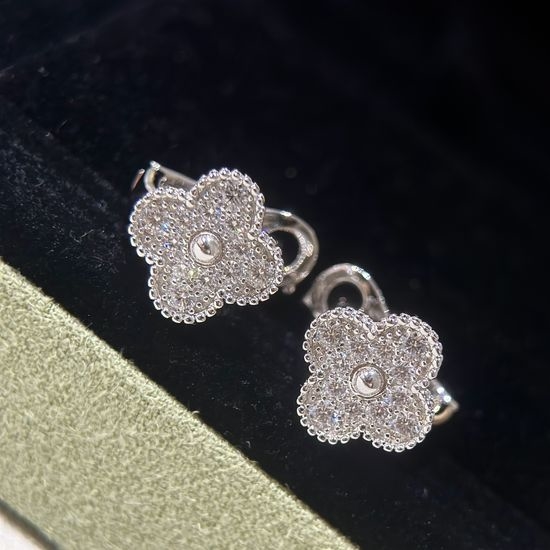 Van Cleef & Arpels VCA Full Diamond Clover Earrings