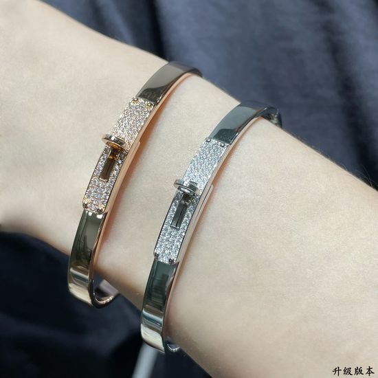 Hermes Hermes CNC Button Half-Diamond Bracelet