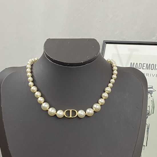Christian Dior CD Classic Metal Plated Necklace