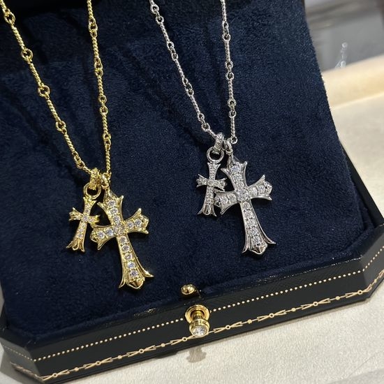 Chrome Hearts Sterling Silver Double Flower Necklace