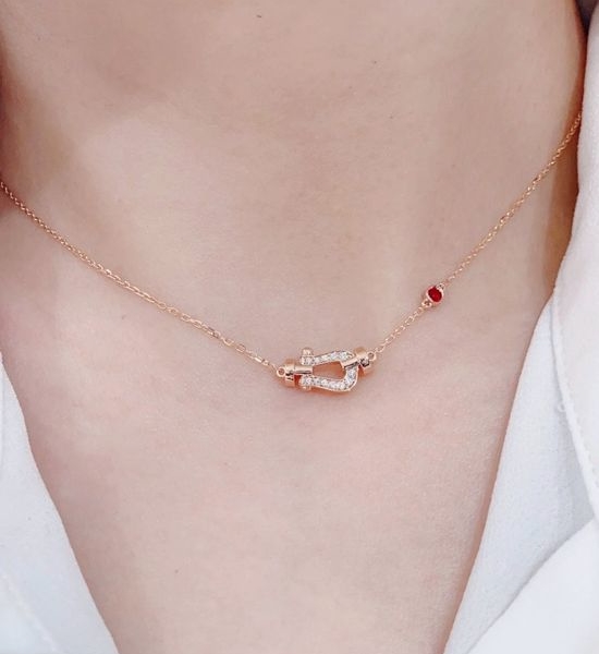 Fred Small Pink Diamond Buckle Necklace