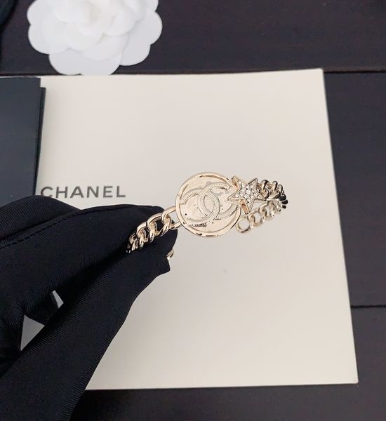 Chanel Light Gold Round Bangle Bracelet