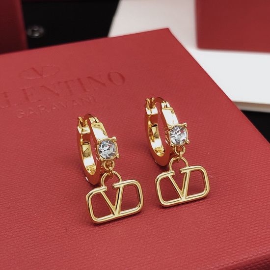 Valentino Diamond Hook Earrings Brass Material