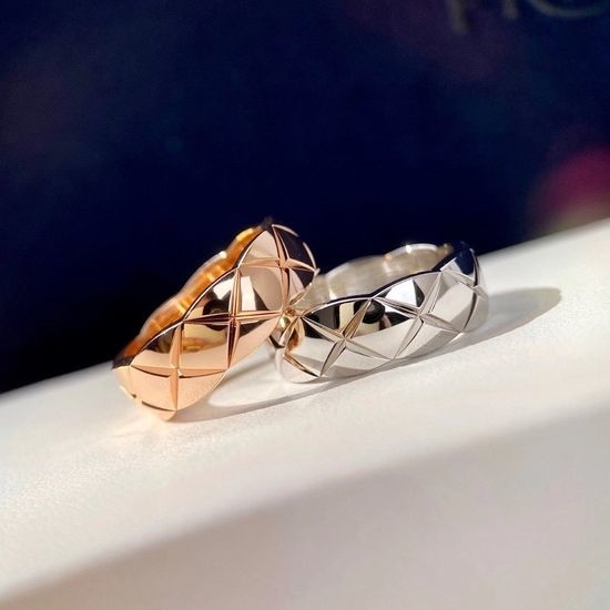Chanel Quilted Glossy 925 Silver Ring