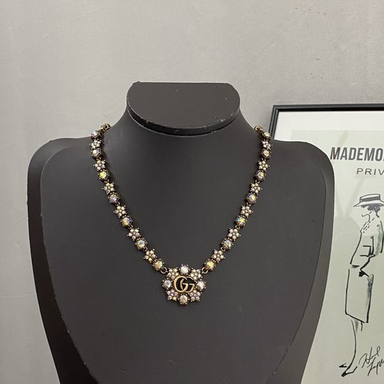 Gucci Vintage Iridescent Crystal Necklace