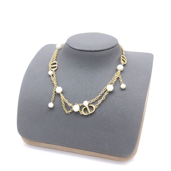 Christian Dior CD Multi Layer Pearl Tassel Necklace