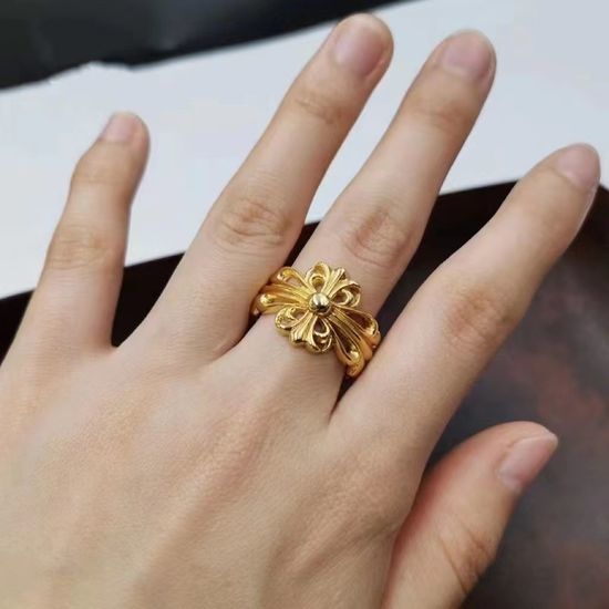 Chrome Hearts Gold Tone Iris Flower Open Ring