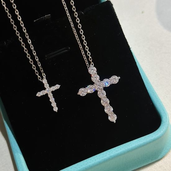 Tiffany & Co. Cross Pendant Layered Silver Necklace