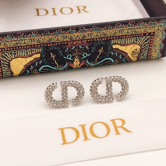 Christian Dior CD Mini Pig Nose Silver Diamond Earrings