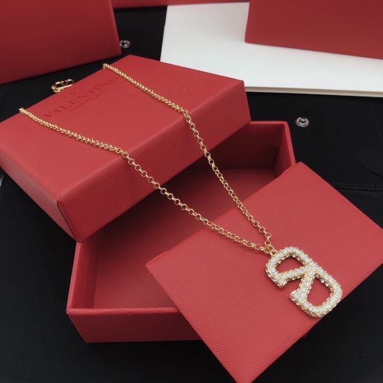 Valentino Diamond Inlaid Letter Necklace