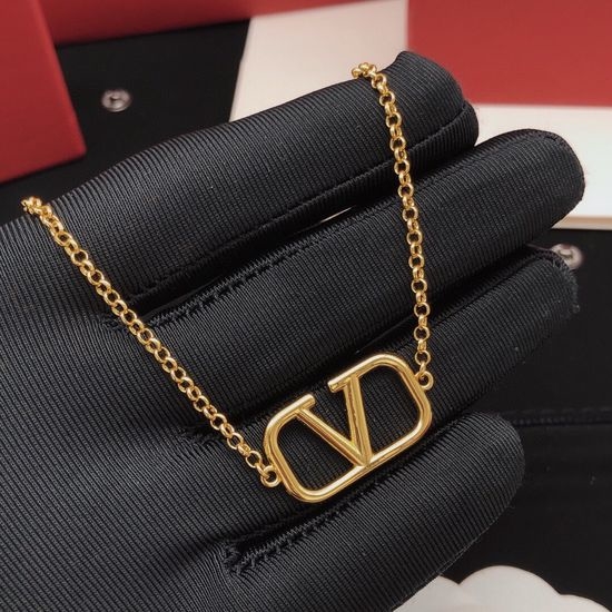 Valentino Minimalist Glossy V Shaped Necklace