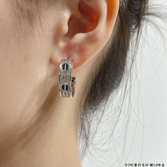 Cartier Black Nail Full Pave Premium Stud Earrings