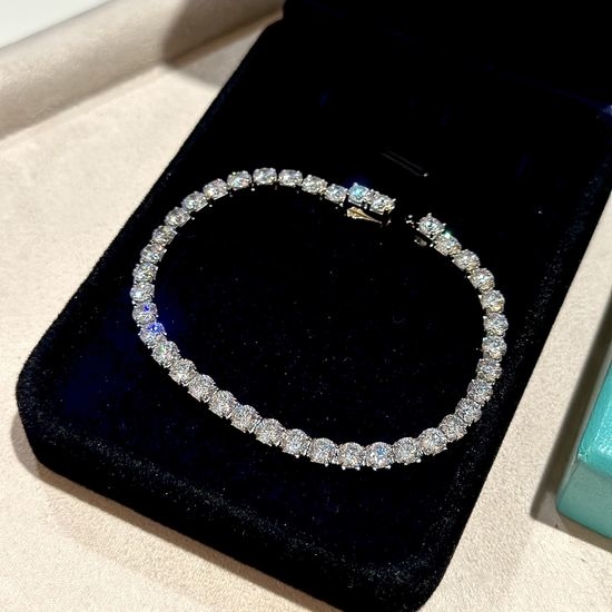 Tiffany & Co. Sterling Silver Row Diamond Bracelet