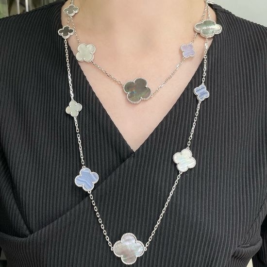 Van Cleef & Arpels VCA Purple Gray Clover Necklace