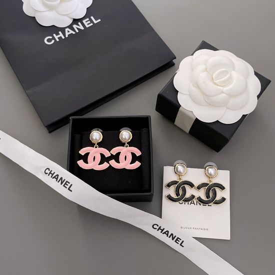 Chanel Enamel Pearl Retro Stud Earrings
