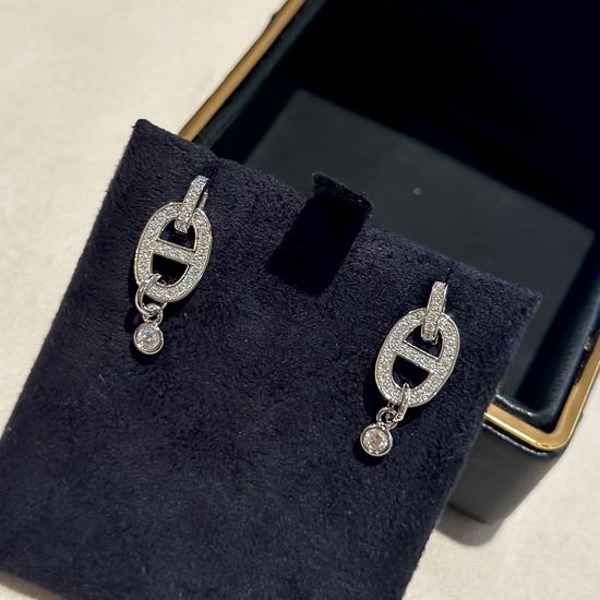 Hermes Single Diamond Stud Earrings