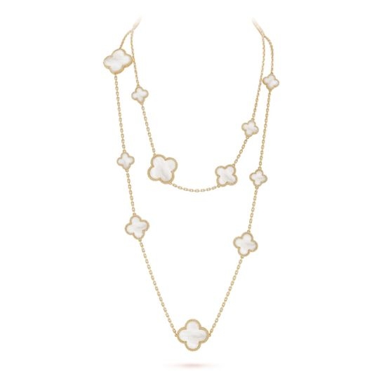 Van Cleef & Arpels VCA White Mother of Pearl Clover Necklace