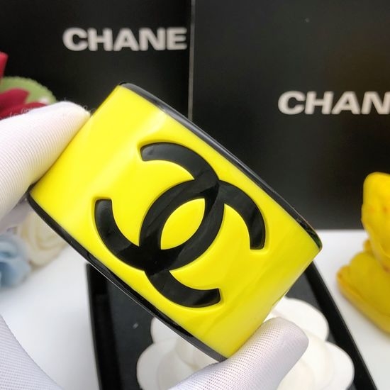 Chanel Yellow Resin Bangle Bracelet