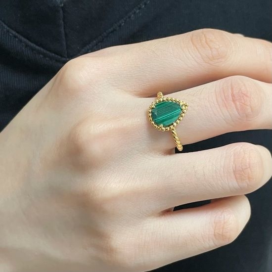 Boucheron Mother of Pearl Malachite Water Drop Ring