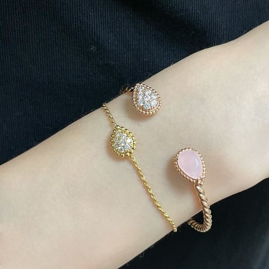Boucheron Pink Quartz Water Drop Diamond Bracelet
