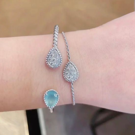 Boucheron Chalcedony Water Drop Diamond Bangle