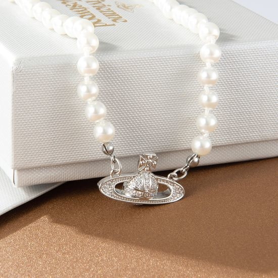 Vivienne Westhood Diamond Inlaid Pearl Necklace