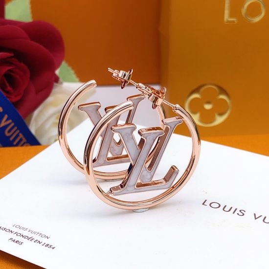 Louis Vuitton LV Rose Gold Round Drop Earrings