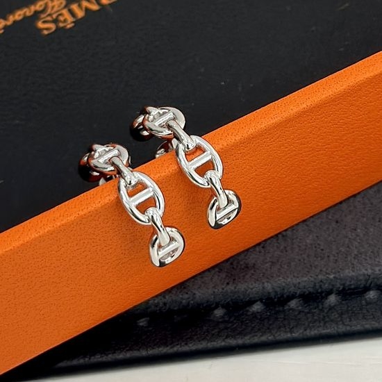 Hermes Minimalist Glossy Gold Plated Stud Earrings
