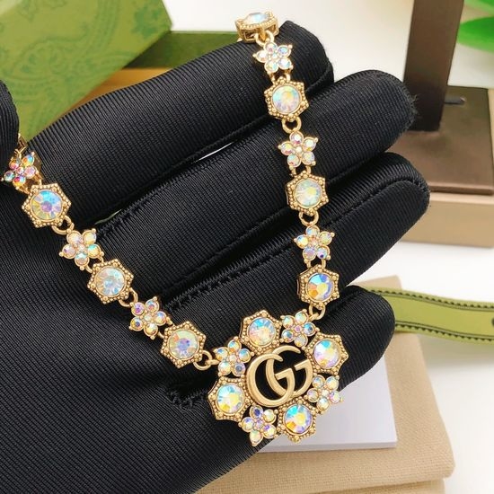 Gucci Colorful Rhinestone Pendant Necklace