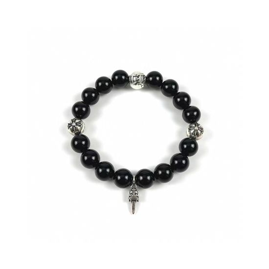 Chrome Hearts Natural Obsidian Beads Bracelet