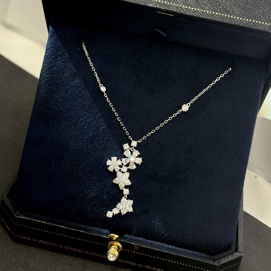 Van Cleef & Arpels VCA Flower Tassel Sterling Silver Necklace