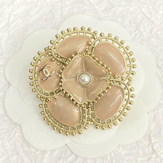 Chanel Pink Enamel Camellia Brooch