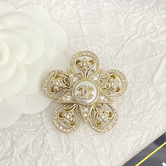 Chanel Pearl Rhinestone Camellia Brooch