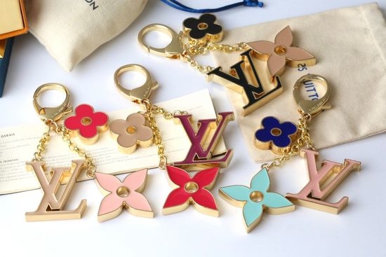 Louis Vuitton LV Floral Pendant Gold Chain Keychain