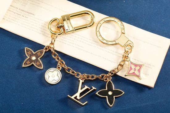 Louis Vuitton LV Chain Keychain Floral Pattern Pendant