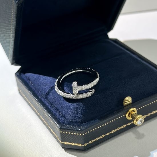 Cartier Full Rhinestone Nail Shape Open Ring