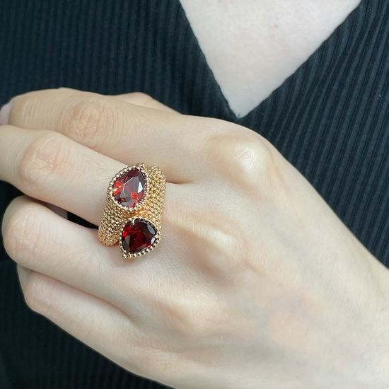 Boucheron Rhodolite Double Drop Beaded Ring