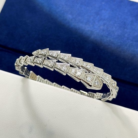 Bvlgari Pave Snake Shaped Bangle Bracelet