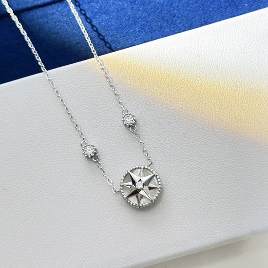 Christian Dior CD Sterling Silver Mother of Pearl Necklace
