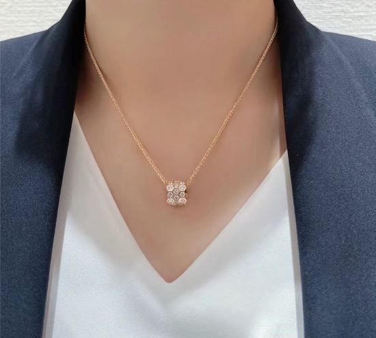 Chaumet Full Diamond Round Honeycomb Necklace Sparkling