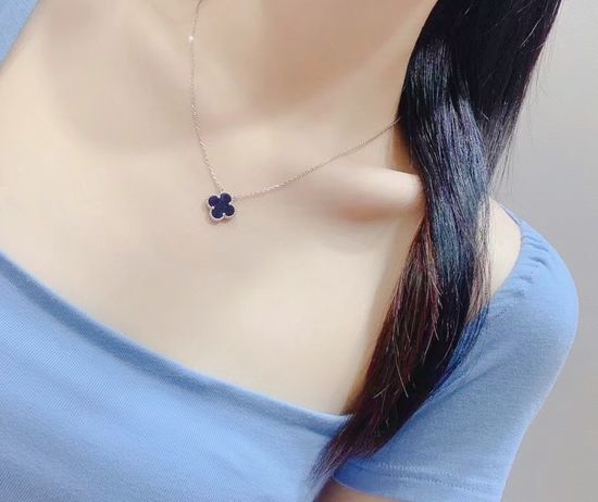 Van Cleef & Arpels VCA Natural Pietersite Clover Necklace