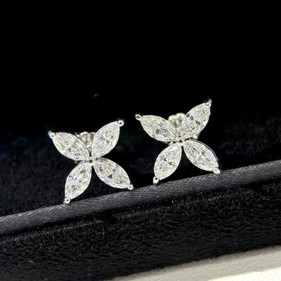 Tiffany & Co. Marquise Cluster Silver Stud Earrings