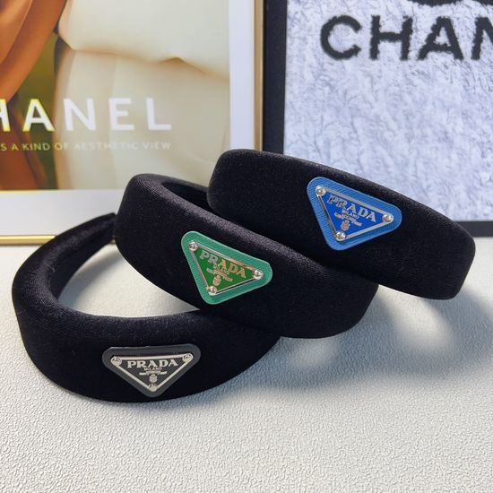 Prada Velvet Padded Logo Hair Hoop
