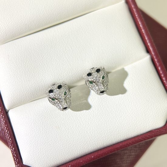Cartier Bold Leopard Head Earrings in Sterling Silver