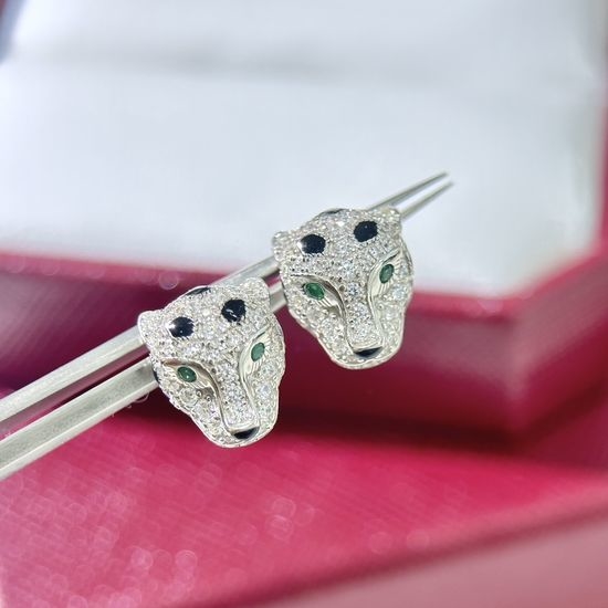Cartier Leopard Head Stud Earrings Delicate Craft Jewelry