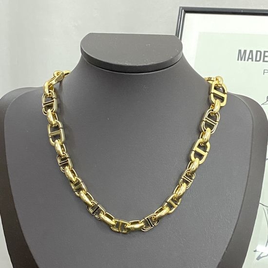 Christian Dior CD Vintage Gold Initial Clavicle Necklace